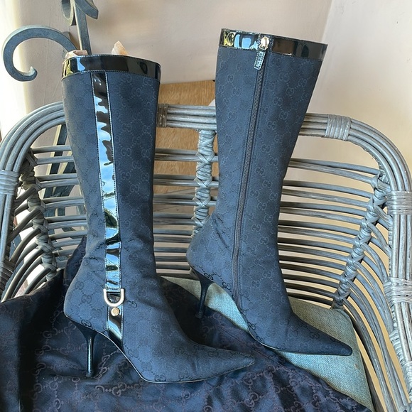 Gucci vintage GG monogram black cloth boots - Picture 4 of 16